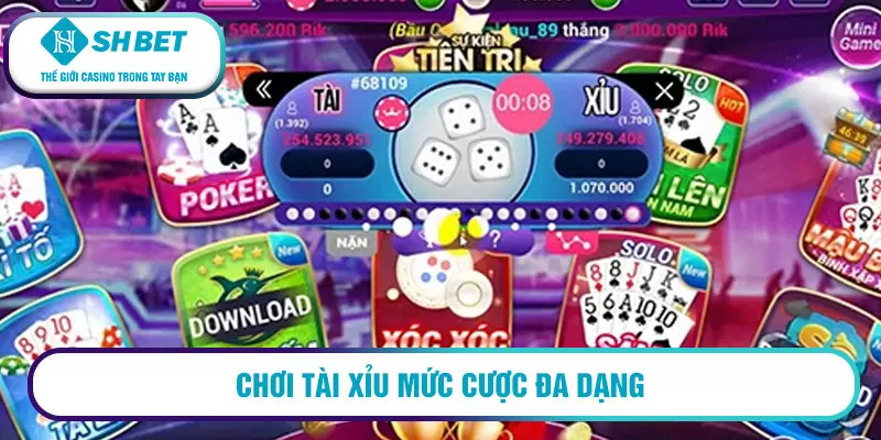 Chơi tài xỉu mức cược đa dạng
